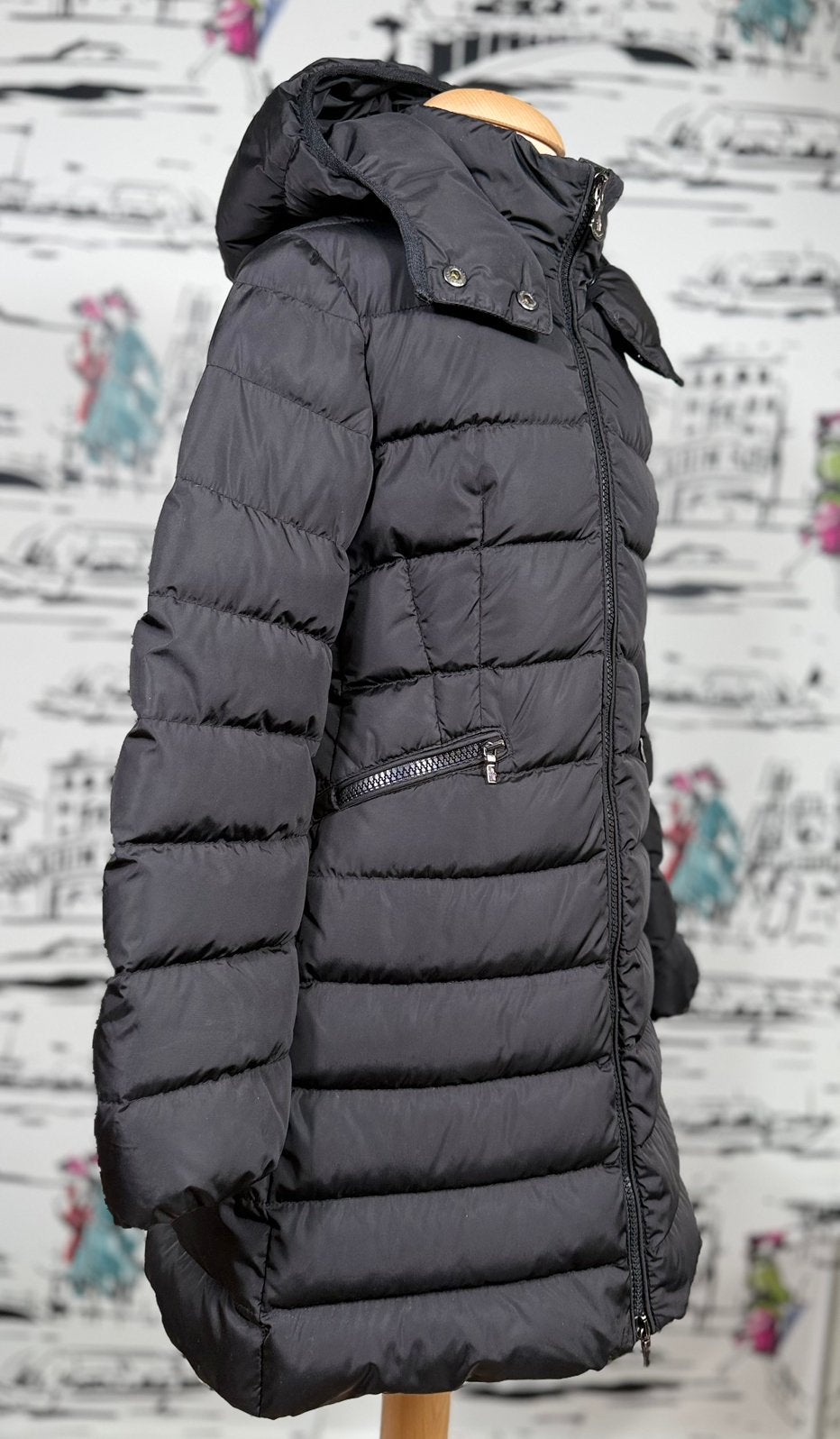 Moncler zwarte charpal winterjas maat 8 (780 euro), Moncler EU, Meisje, Ophalen of Verzenden, Zo goed als nieuw
