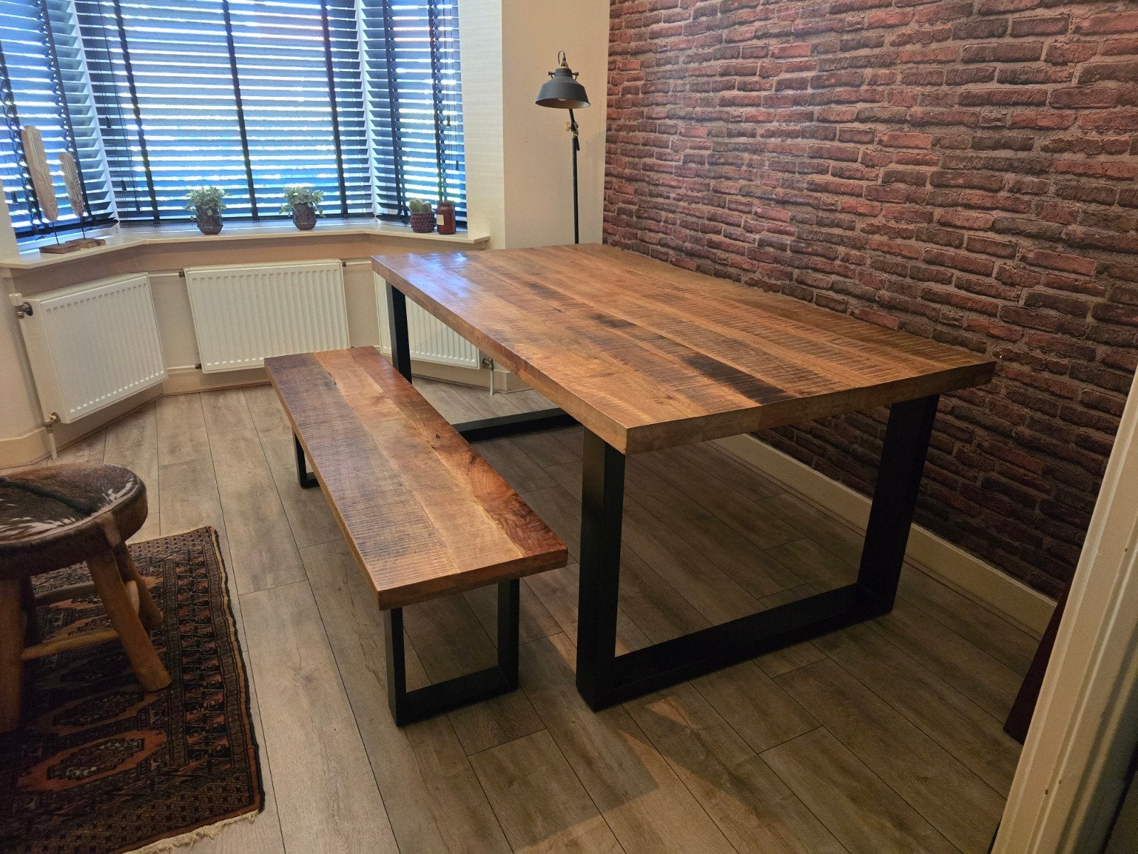 Mango Houten Eettafel + Bank  200x100x78 CM, Ophalen, 200 cm of meer, 50 tot 100 cm, Zo goed als nieuw