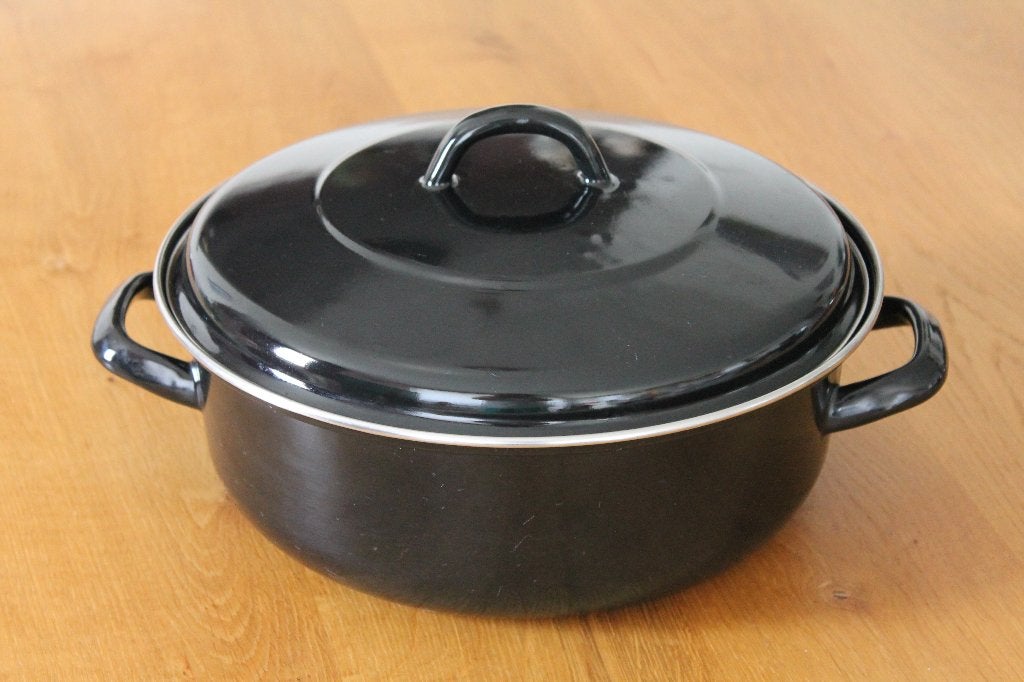 Grote zwarte braadpan, stoofpan, pan, Huis en Inrichting, Keuken | Potten en Pannen, Overige materialen, Gebruikt, Ophalen of Verzenden