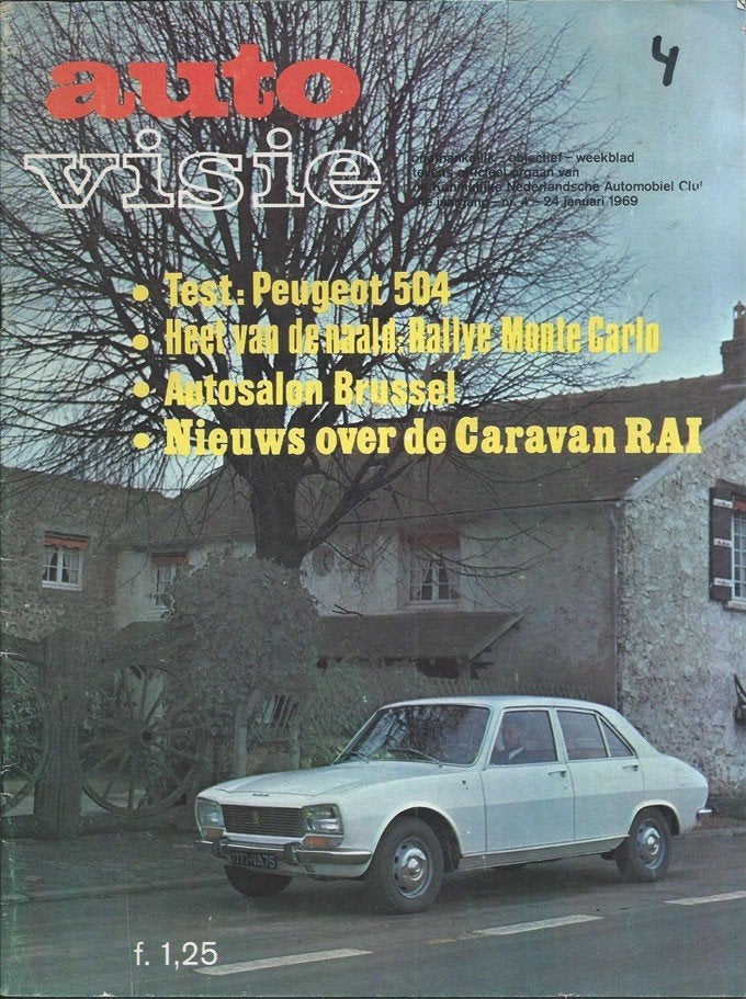 Autovisie 4 1969 : Peugeot 504 - Ford Capri - Monte Carlo, Ophalen of Verzenden, Gelezen, Algemeen