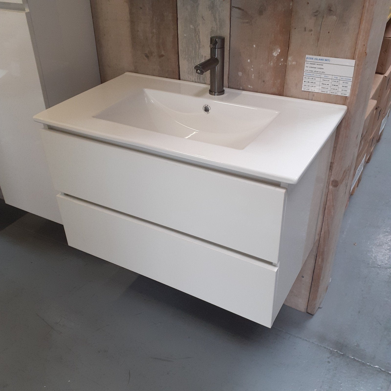 Badmeubel, glans wit, wastafel + onderkast, Kode 80, Ophalen of Verzenden, Nieuw