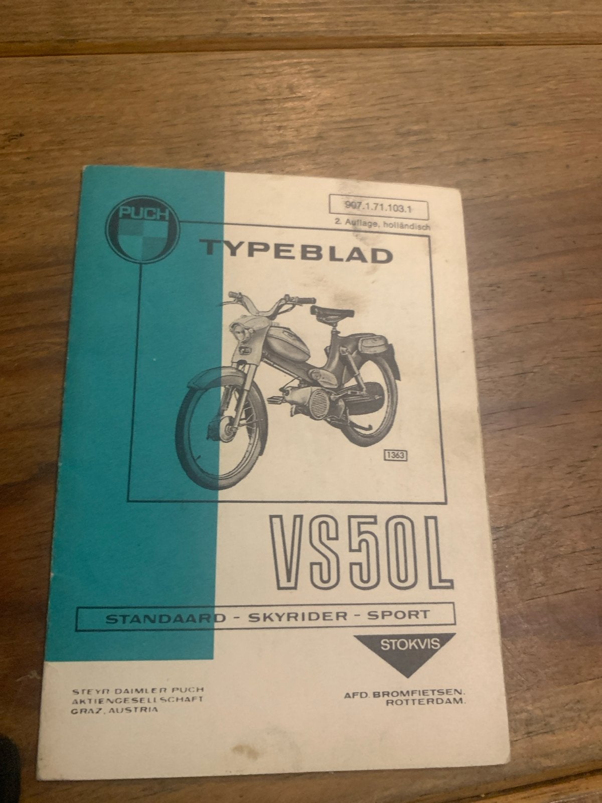 Puch VS50L Typeblad - Handleiding Bromfiets, Fietsen en Brommers, Handleidingen en Instructieboekjes, Ophalen of Verzenden, Gebruikt