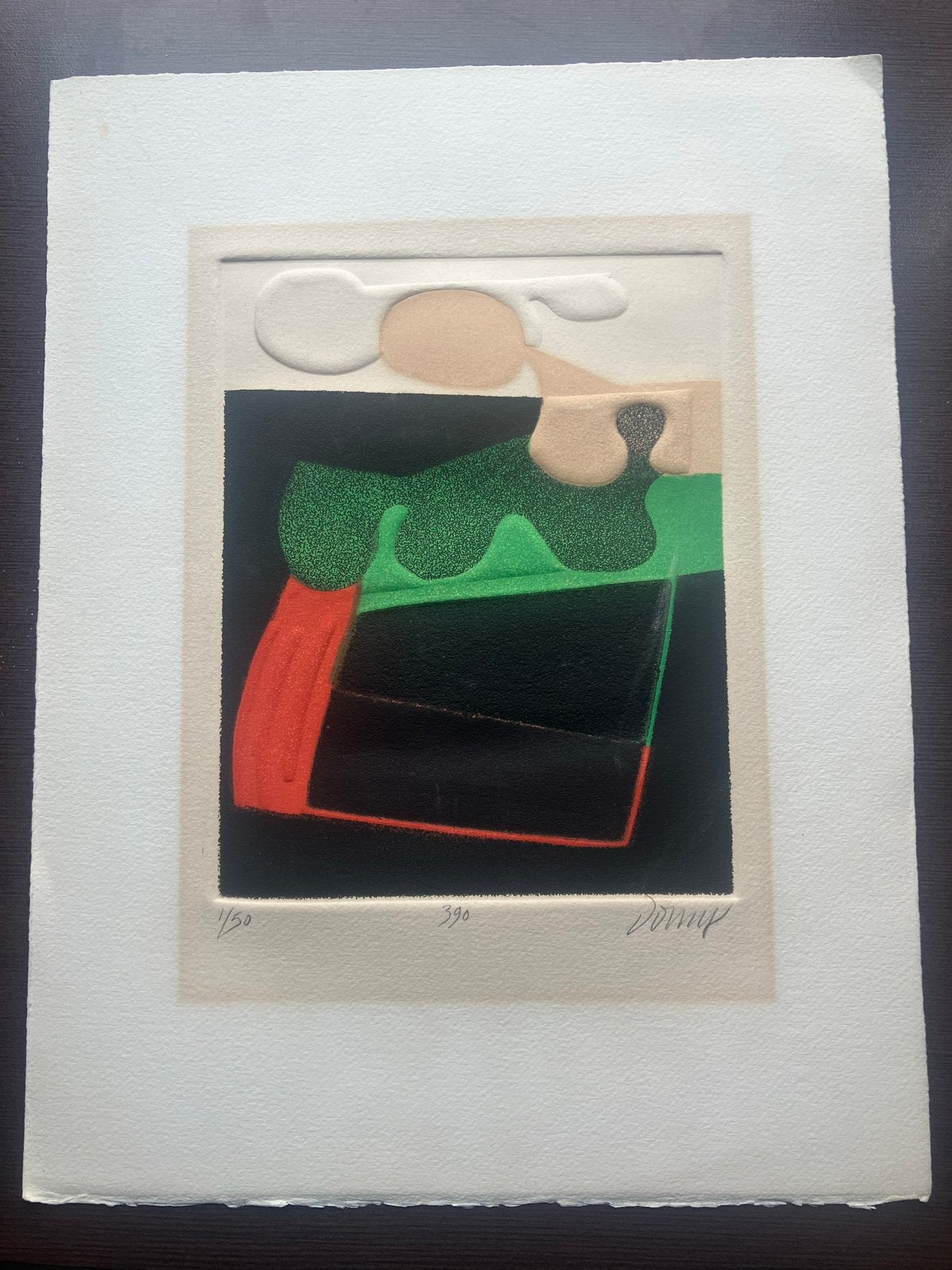 Bertrand Dorny - Originele Reliëfets 1/50 - Abstract, Ophalen of Verzenden, Ets, Genummerd, 1950 - 1999