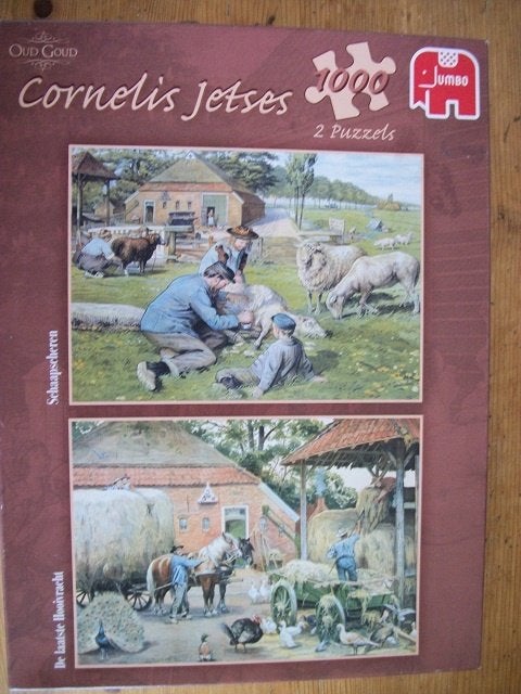 Jumbo Puzzel 2 x 1000: Schaapscheren/ De Laatste Hooivracht, Hobby en Vrije tijd, Ophalen of Verzenden, 500 t/m 1500 stukjes, Gebruikt