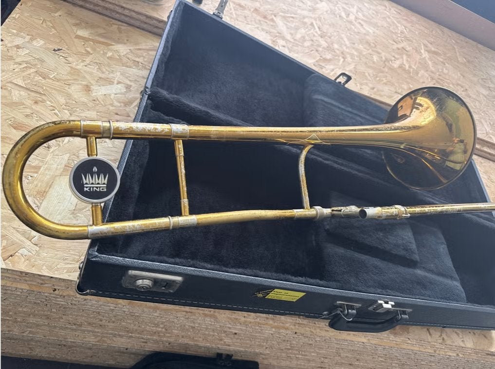 King 3B 2103 Trombone, Ophalen of Verzenden, Tenor, Geen idee, Met koffer