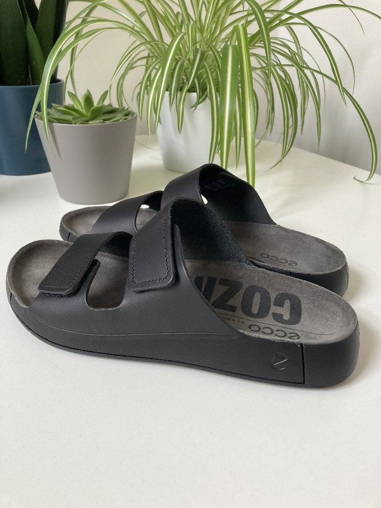 ECCO Cozmo leren sandalen/slippers zwart maat 40 – nieuw, Sandalen, Ecco, Zwart, Nieuw