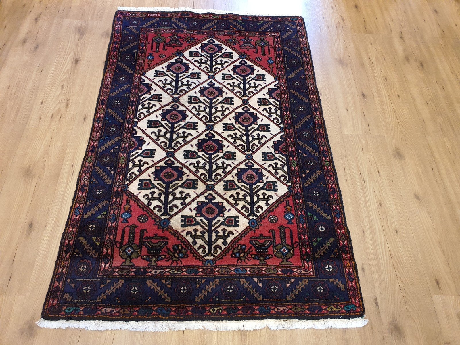 Vintage handgeknoopt perzisch tapijt hamadan 160x102, Info@SlatsAntiek.nl, Tweedehands, 100 tot 150 cm, Perzisch