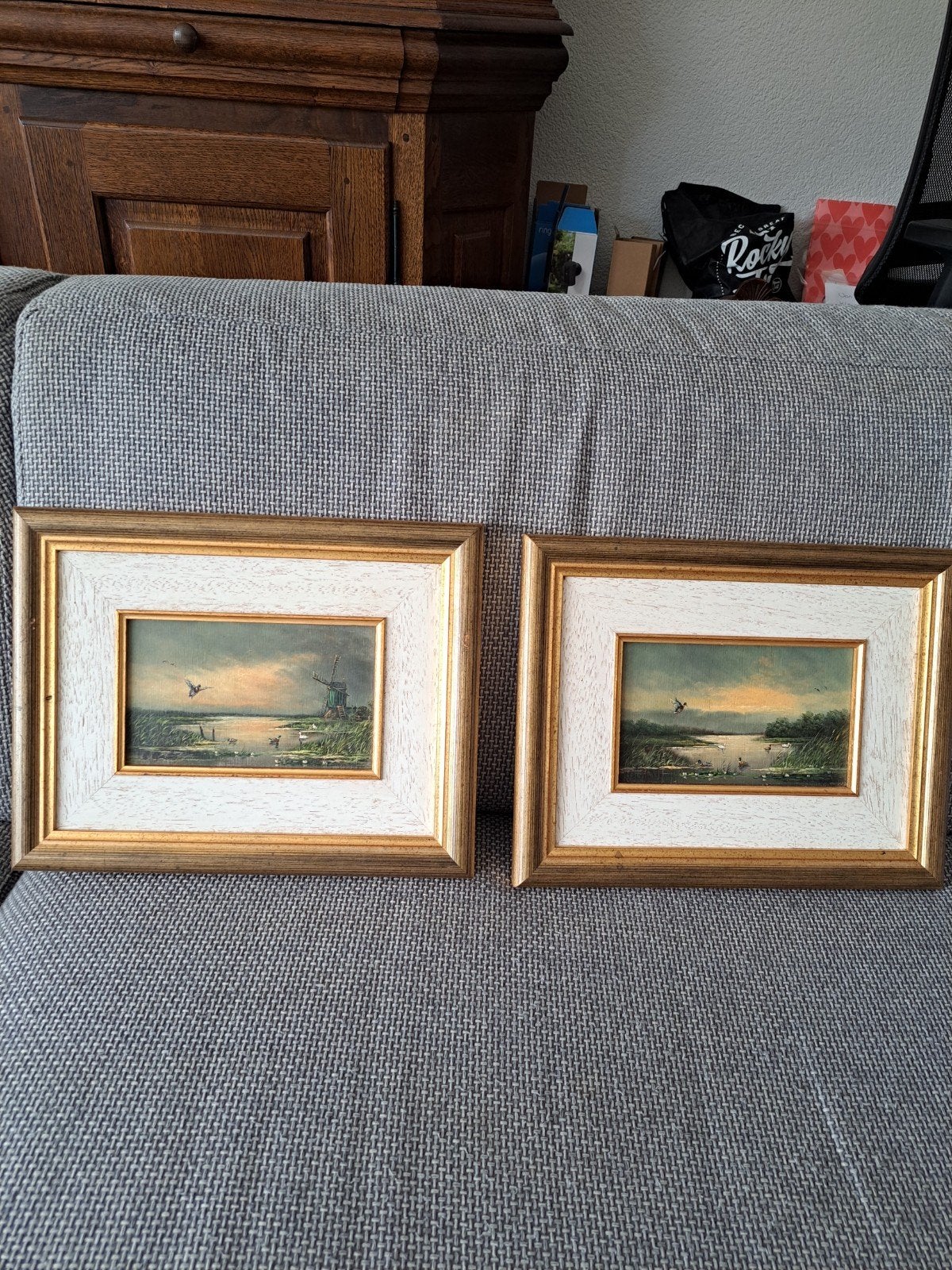 Paar schilderijtjes: eenden het water, gesigneerd 'C. Artz, Ophalen of Verzenden, Handgeschilderd, Dieren, Paneel