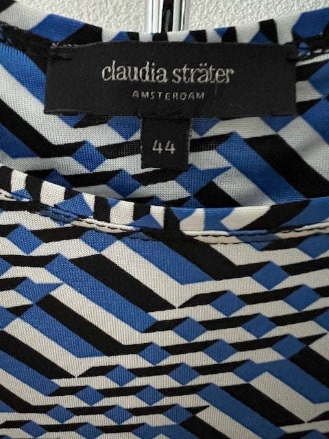 Claudia Strater prachtige luxe top zwart, blauw wit 44, Maat 42/44 (L), Zo goed als nieuw, Korte mouw, Claudia Sträter