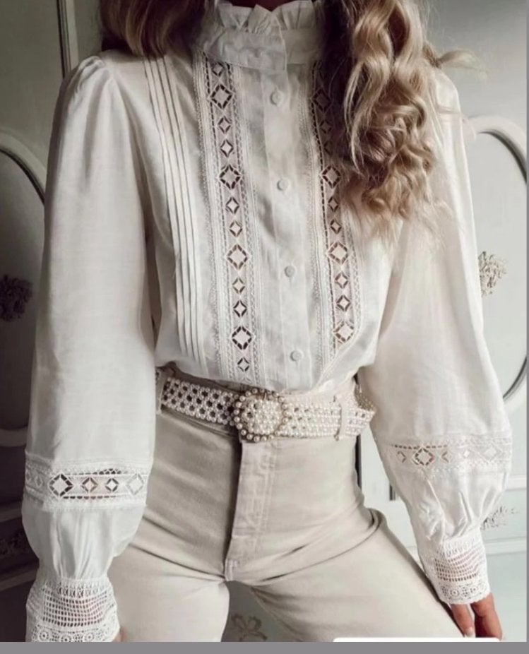 Bisou's Project Blouse - Maat S, Kleding | Dames, Blouses en Tunieken, Ophalen of Verzenden, Zo goed als nieuw, Maat 36 (S), Wit