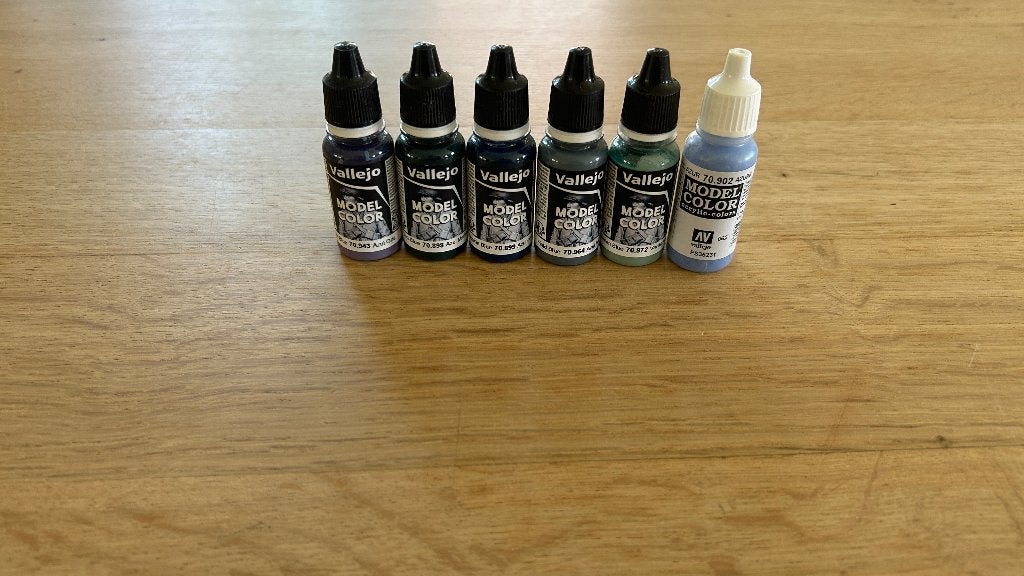 Vallejo Model Color verfset - 6 flesjes (Blauwtinten), Met verf, Gebruikt, Verzenden, Warhammer