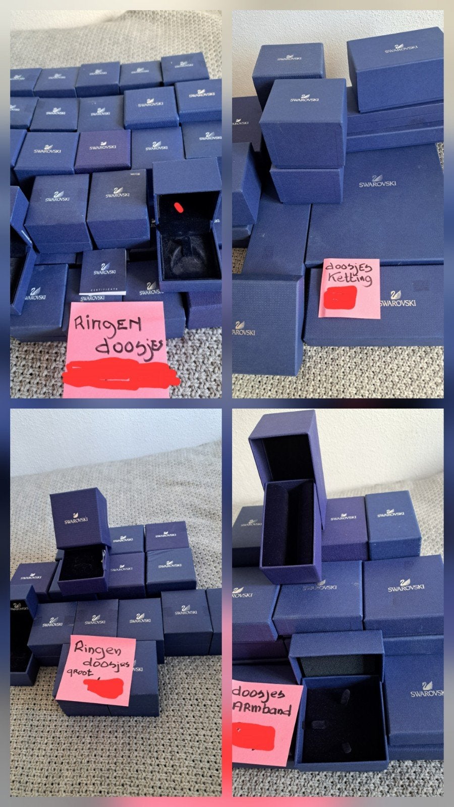 Swarovski lege doosjes voor RINGEN/ARMBANDEN /EN KETTINGEN, Verzenden, Dame