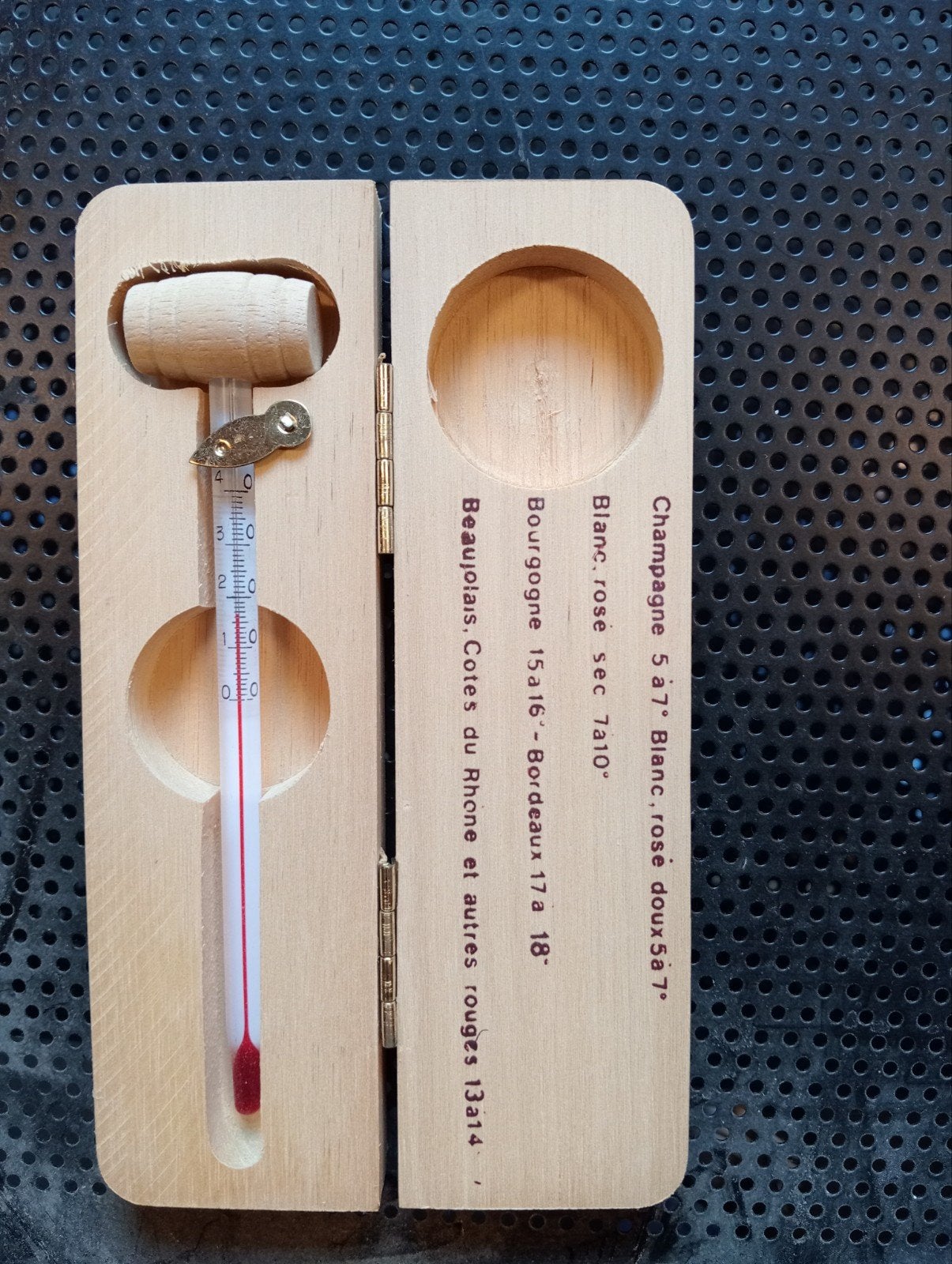 Wijnthermometer in houten kistje, Ophalen of Verzenden, Nieuw