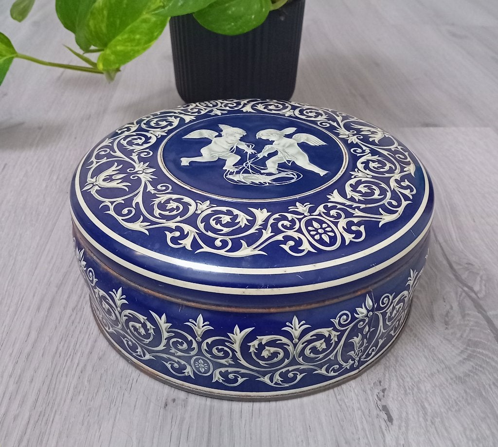 vintage blik/koektrommel general biscuit, Verzenden, Gebruikt, Koek(jes)