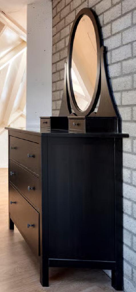 IKEA Make-up/Ladekast met spiegel - Zwart, Ophalen, Gebruikt, 50 tot 100 cm, 150 tot 200 cm