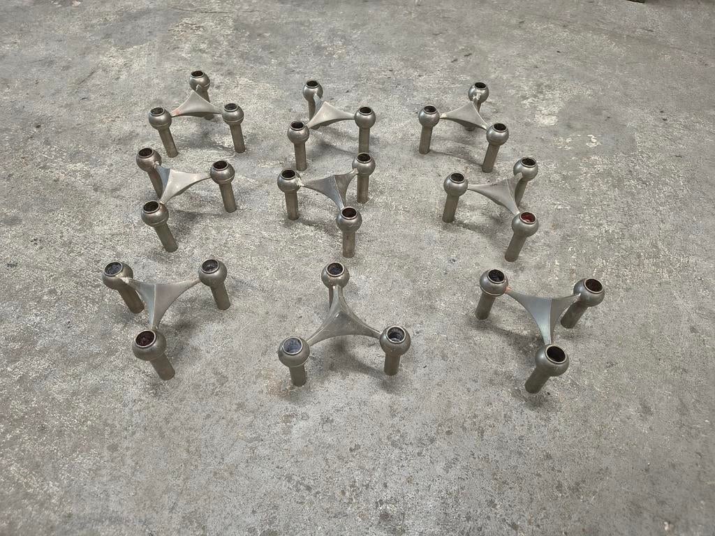 Vintage modulaire kandelaars van Nagel door Werner Stoff '60, Ophalen, Koper of Brons