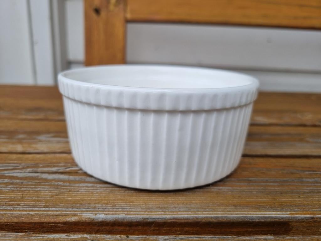 Creme Brulee schaaltjes, kommetjes, 4 stuks, Ophalen of Verzenden, Steen/keramiek, Wit, Overige typen