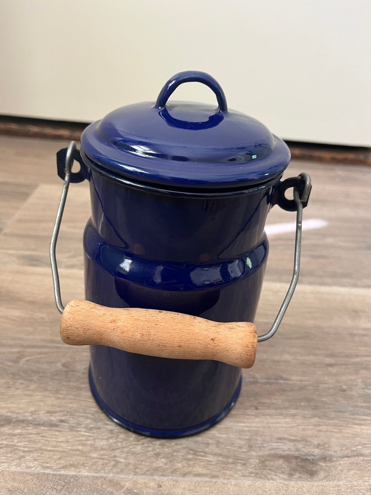 Donkerblauw emaille melkbus 1 liter, Antiek en Kunst, Ophalen of Verzenden
