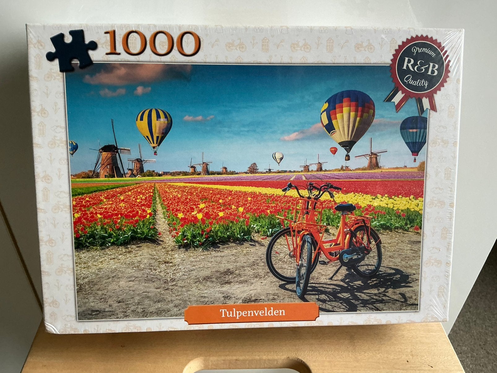 Nieuw Puzzel Tulpenvelden bloembollen Kinderdijk luchtballon, Ophalen of Verzenden, 500 t/m 1500 stukjes, Nieuw, Legpuzzel
