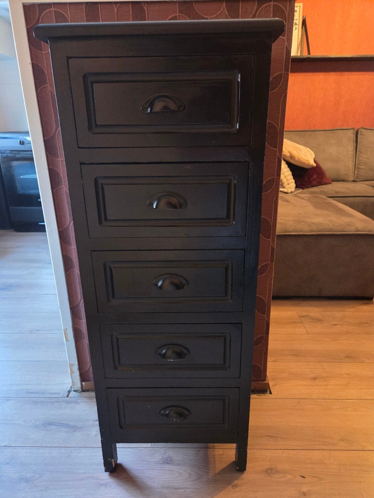 Zwart ladekastje, Huis en Inrichting, Ophalen, Gebruikt, 25 tot 50 cm, Minder dan 100 cm