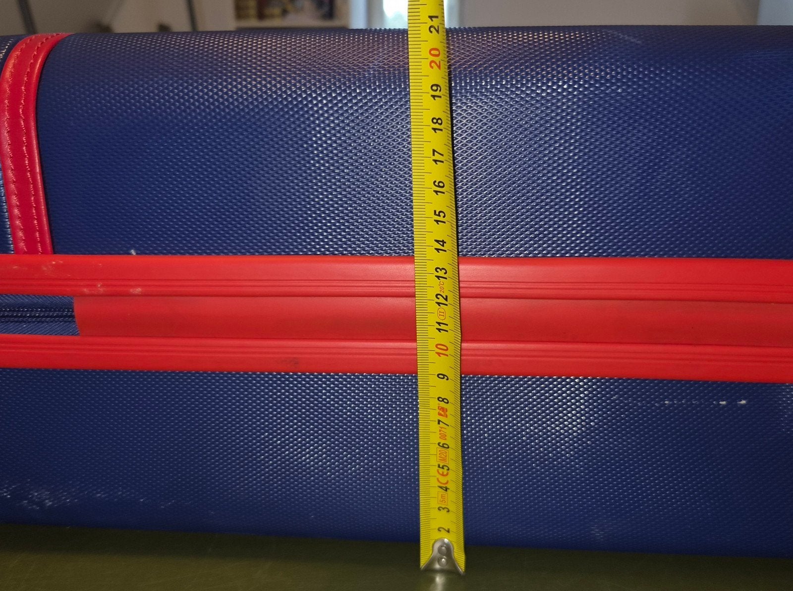 Leonardo Handbagage Koffer - Blauw/Rood, Wieltjes, Gebruikt, 50 tot 60 cm, Hard kunststof