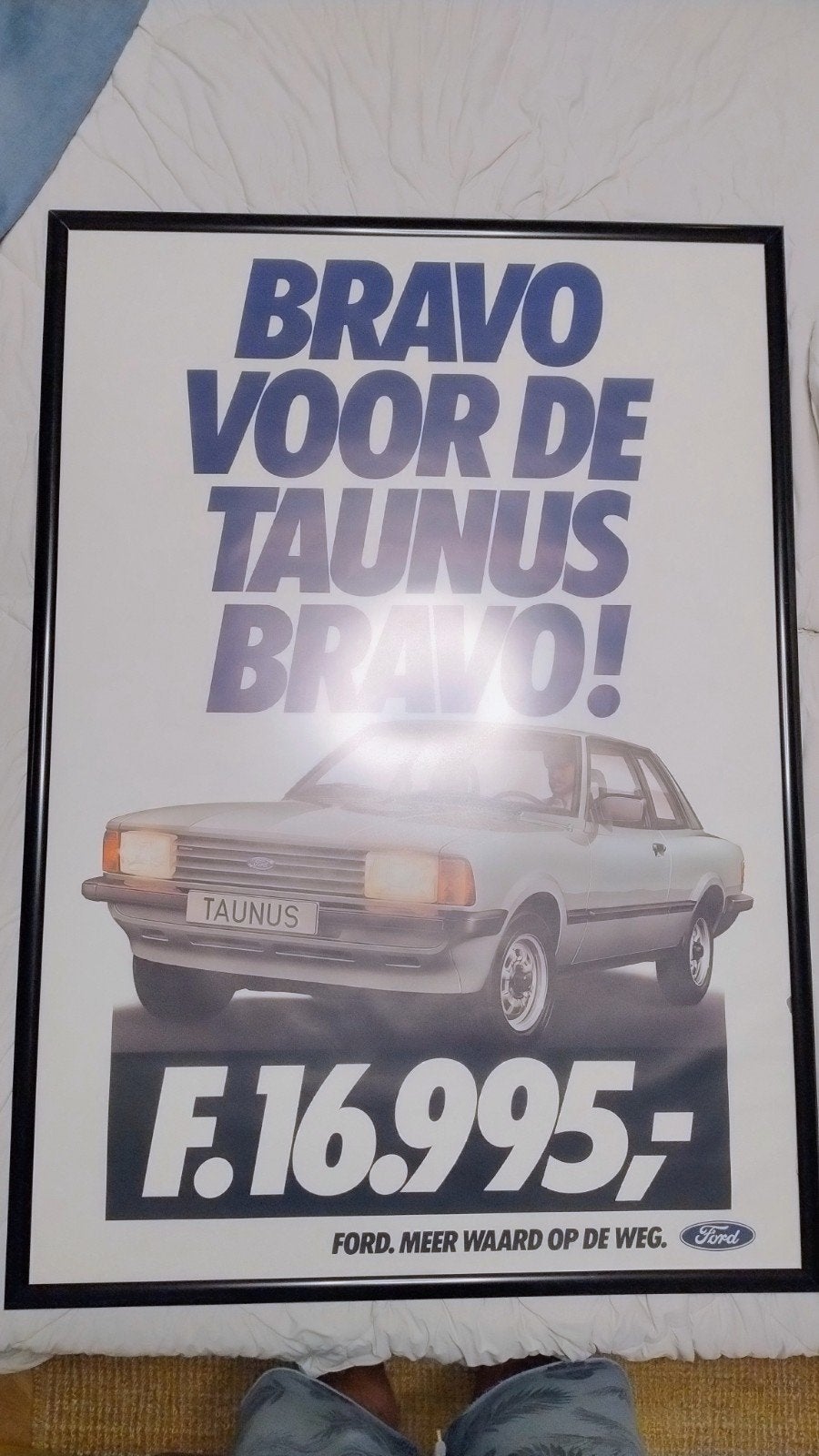 Ford Taunus Bravo - Originele poster uit 1982, Rechthoekig Staand, Met lijst, Deurposter of groter, Ophalen of Verzenden