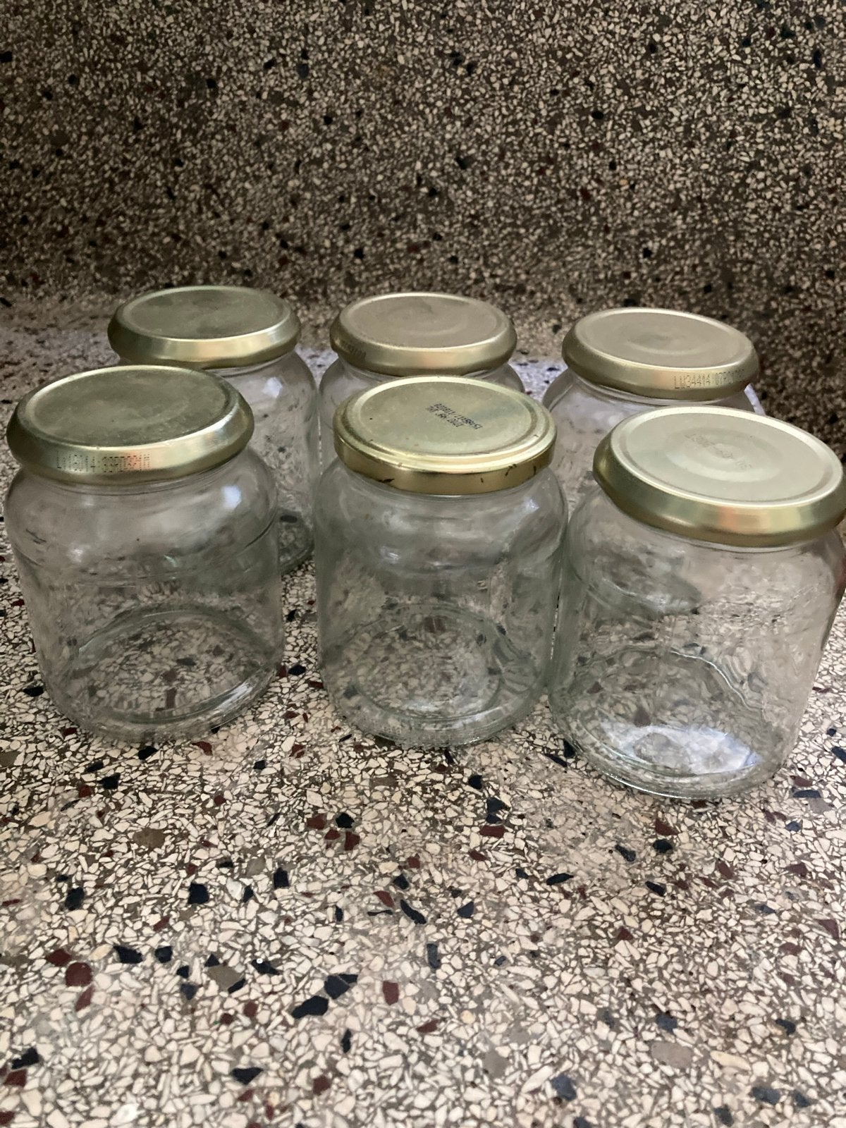 6 glazen jampotjes met deksel, Voorraadpot, Ophalen, Gebruikt, Glas