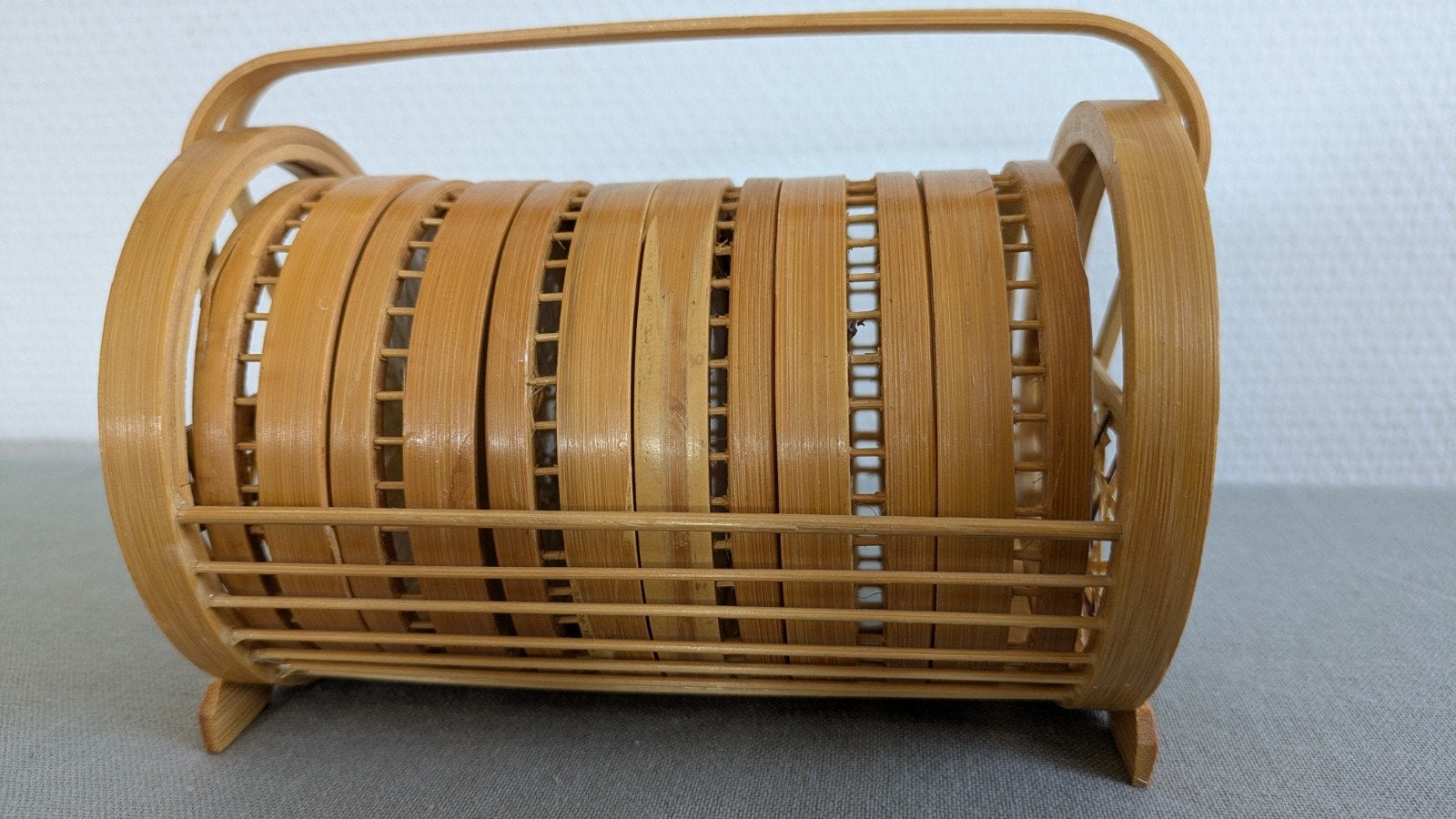 Rotan Retro Vintage vlinder onderzetters in houder, Ophalen of Verzenden, Glas, Overige stijlen, Overige typen