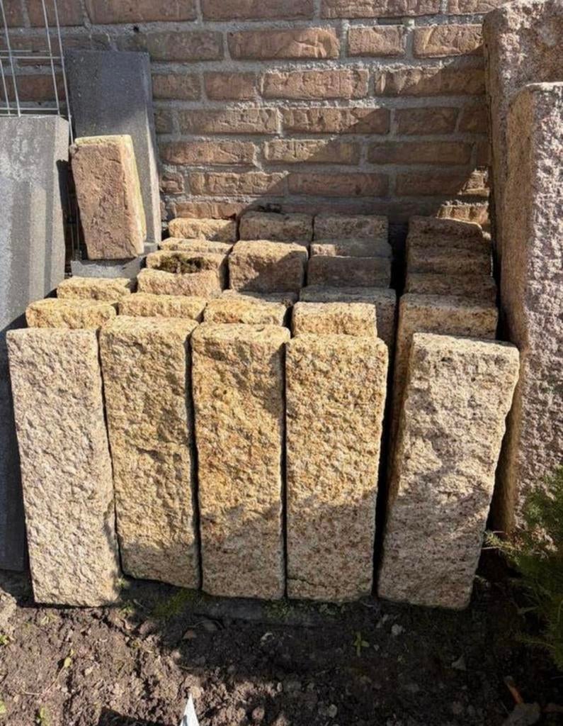 Natuursteen Palissade graniet, Ophalen, Zo goed als nieuw