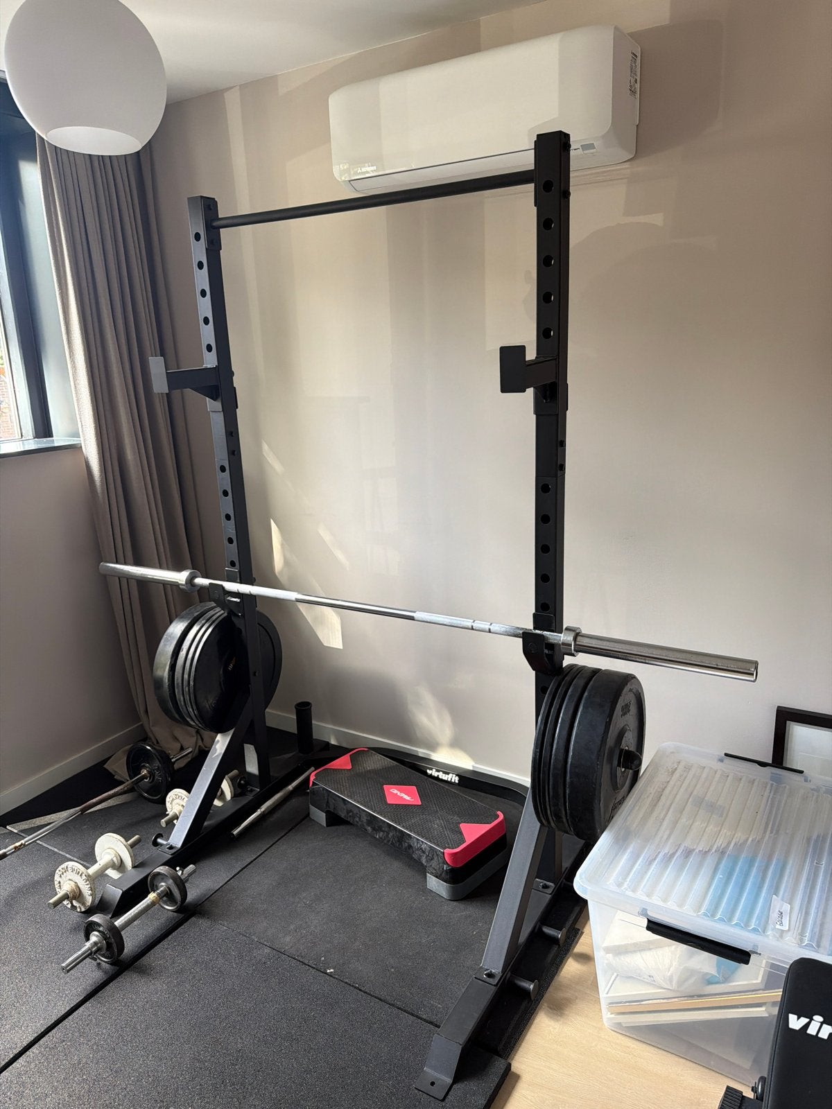 Complete Thuisgym Set: Squat Rack, Halterstang & Gewichten, Ophalen, Gebruikt, Armen, Halterstangen