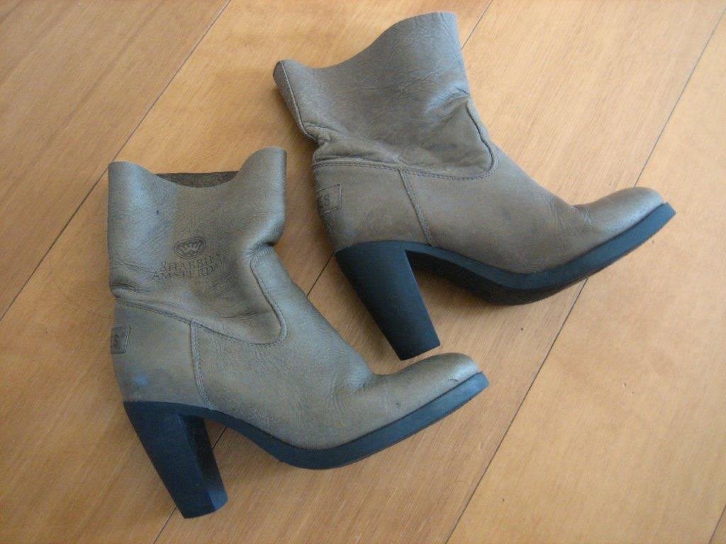 Elegante donkerbeige leren laarsjes SHABBIES 39 snazzeys, Shabbies Amsterdam, Beige, Lage of Enkellaarzen, Nieuw