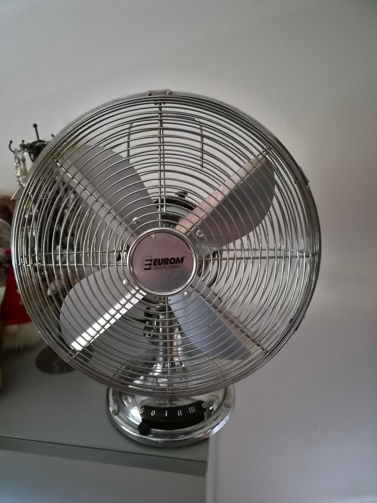 Euromac VTM12 Ventilator 3 snelheden, zwenkbaar, chroom, Ophalen, Gebruikt, Tafelventilator