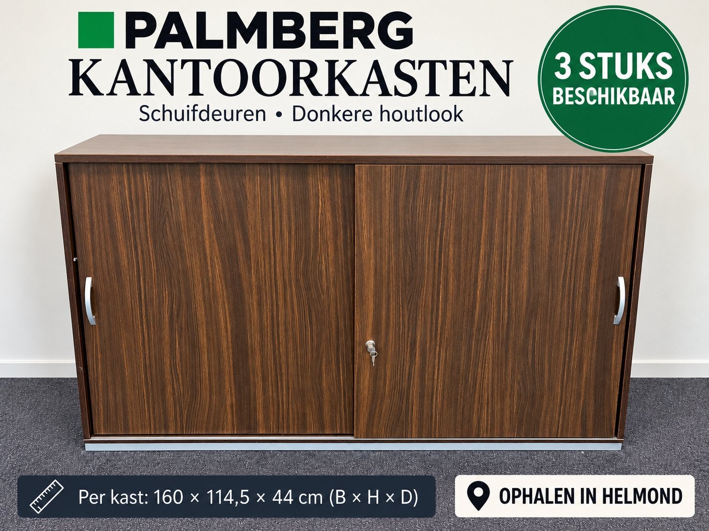 PALMBERG schuifdeurkasten 160 cm – 3 stuks beschikbaar, Archief en Opbergen, Ophalen, Gebruikt, Kast