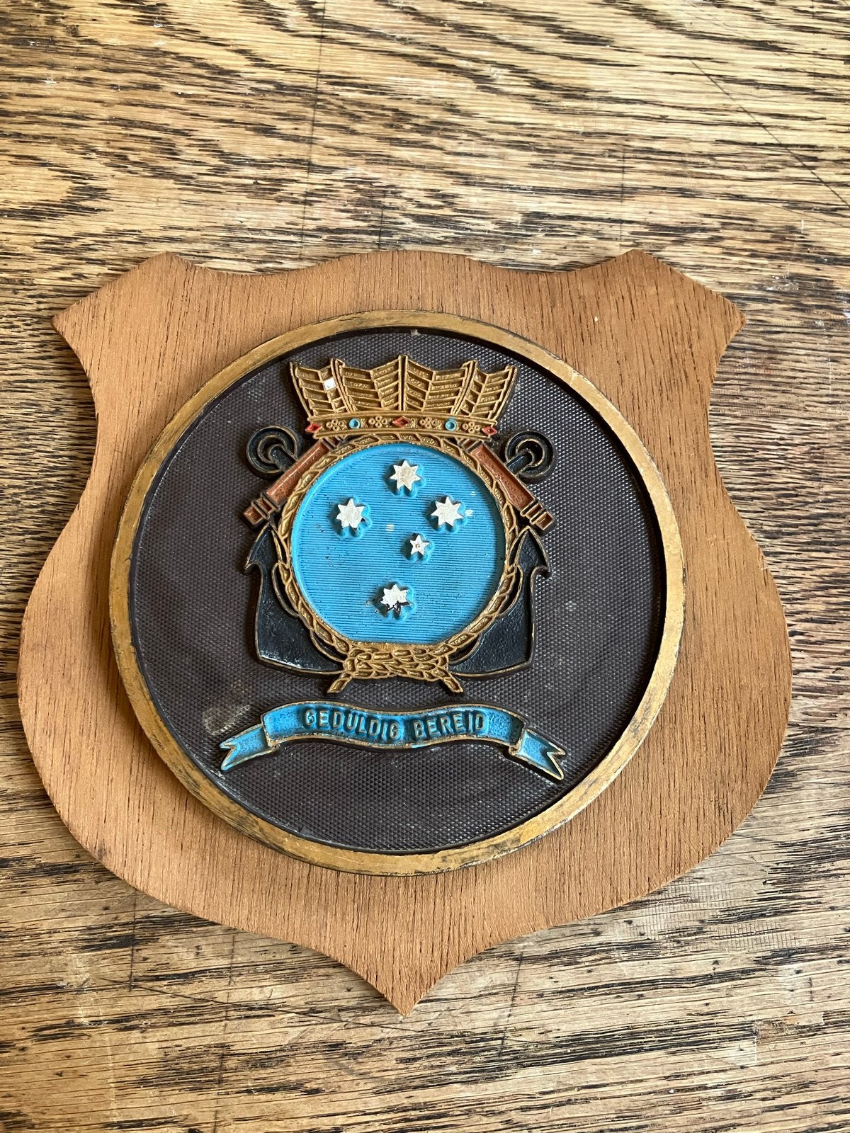 Hr.Ms. Zuiderkruis wapenschild - Vintage Marine Memorabilia, Ophalen of Verzenden, Gebruikt