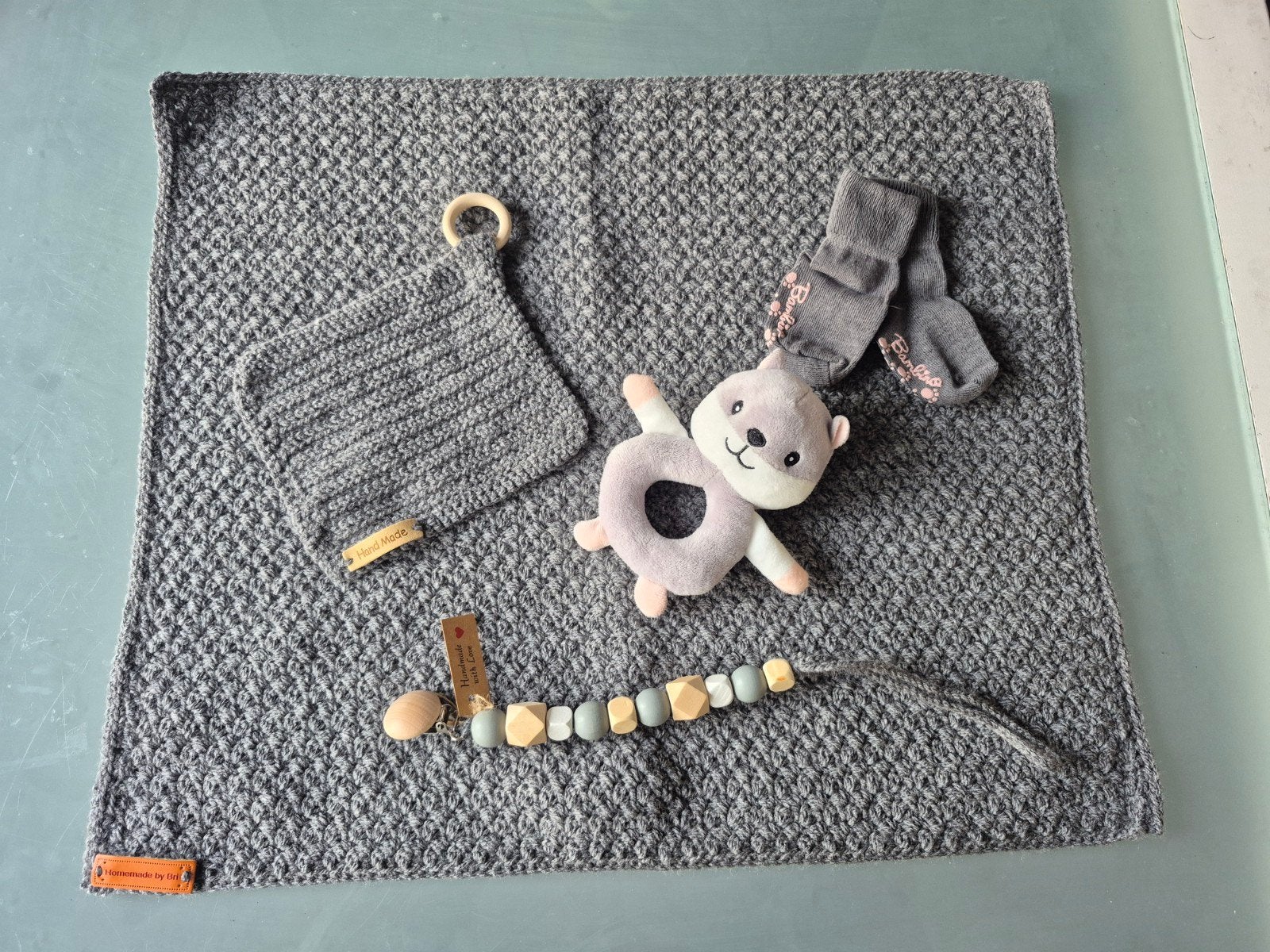 Handgehaakt babydekentje set  Grijs, Nieuw, Grijs, Handgemaakt, Deken