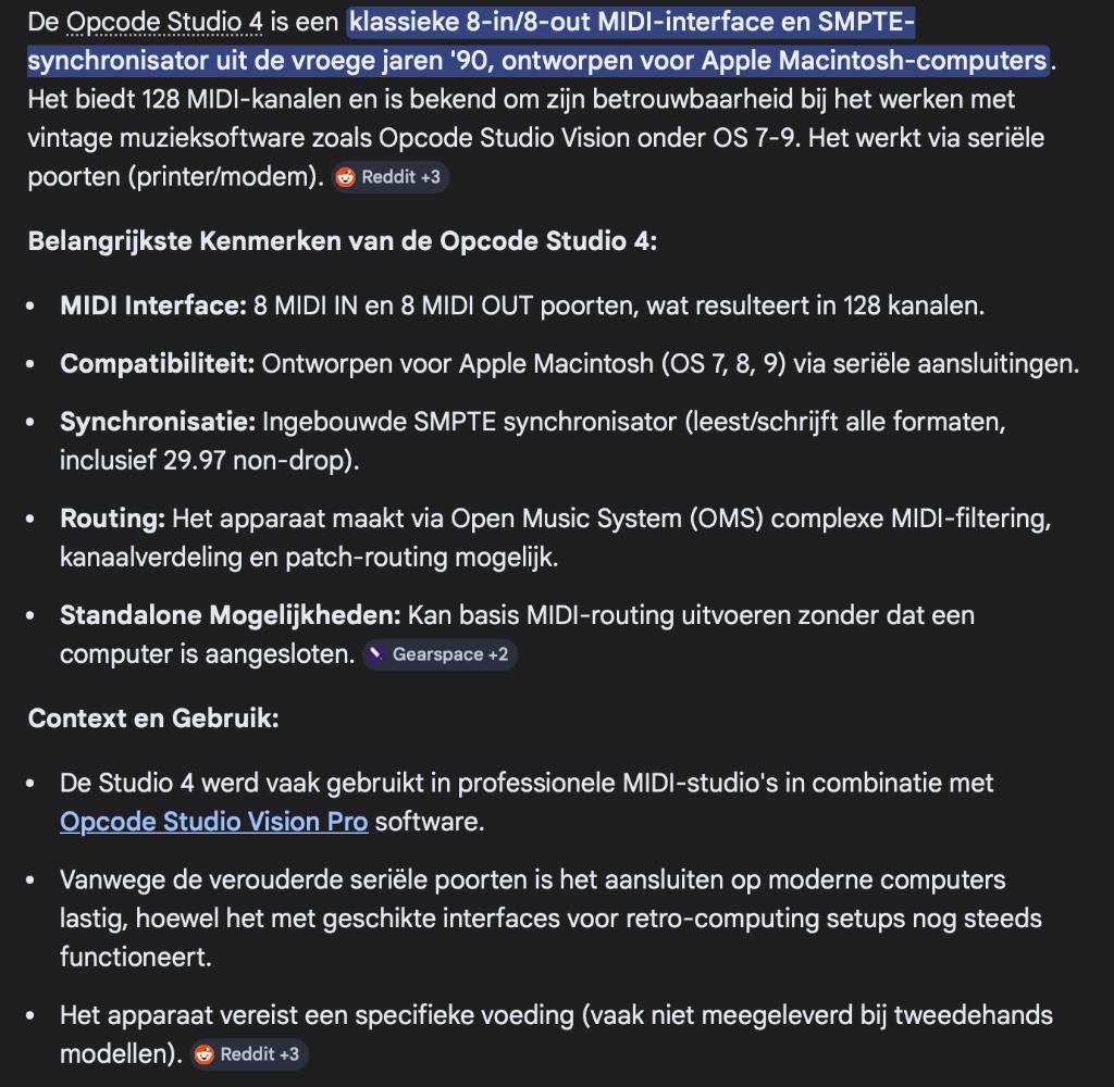 Opcode Studio 4 midi interface 2 stuks, Ophalen of Verzenden, Zo goed als nieuw, Audio