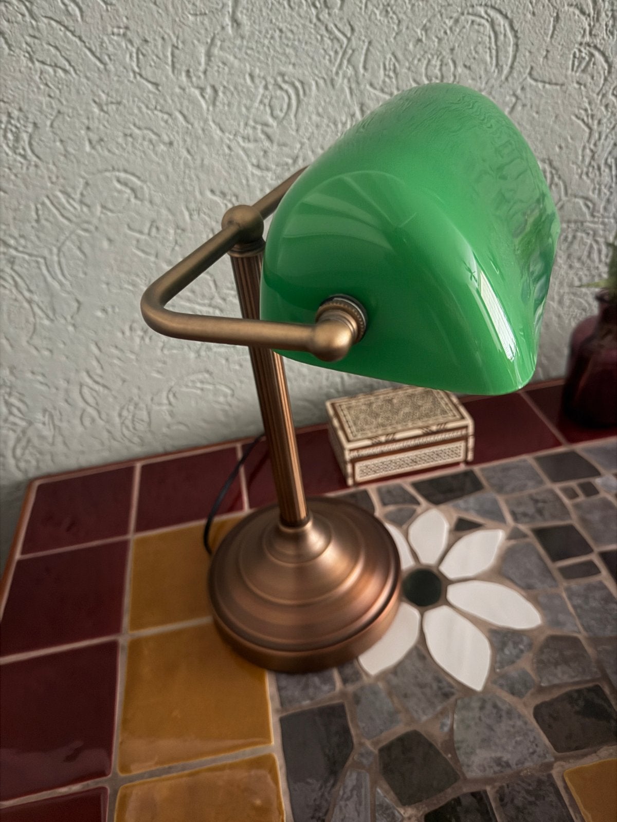 Lucide Banker Bankierslamp, 1-licht, Huis en Inrichting, Lampen | Tafellampen, Zo goed als nieuw, Metaal, Groen, Bankierslamp