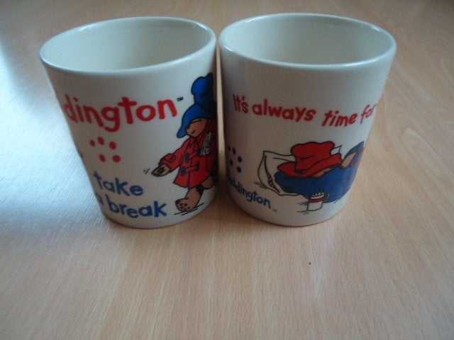 2 x Paddington mok, take a break & always time for coffee DE, Ophalen of Verzenden, Zo goed als nieuw, Overige stijlen, Kop(pen) en/of Schotel(s)