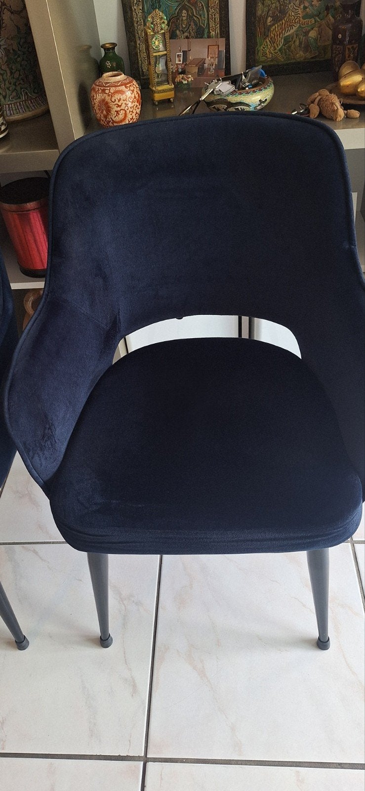 zgan eetkamerstoelen velvet donkerblauw karwei, Ophalen, Zo goed als nieuw, Blauw