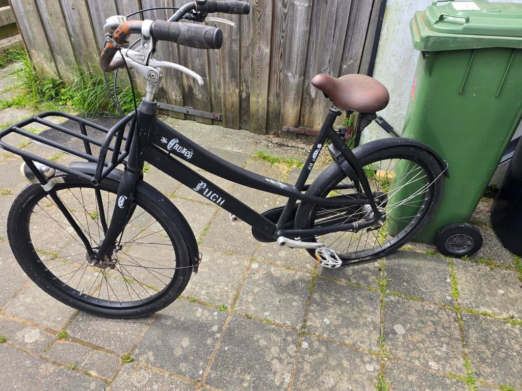 Puch Damesfiets met Voordrager - Zwart, Fietsen en Brommers, Fietsen | Dames | Damesfietsen, Gebruikt, Velgrem, 50 tot 53 cm, Ophalen