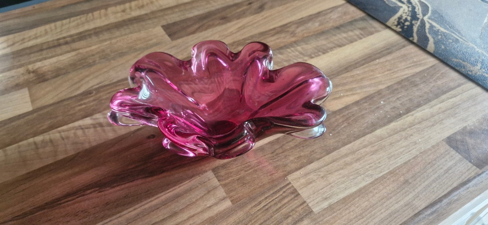 Roze Vintage Jaren '60 Glazen Schaal murano stijl, Antiek en Kunst, Ophalen of Verzenden
