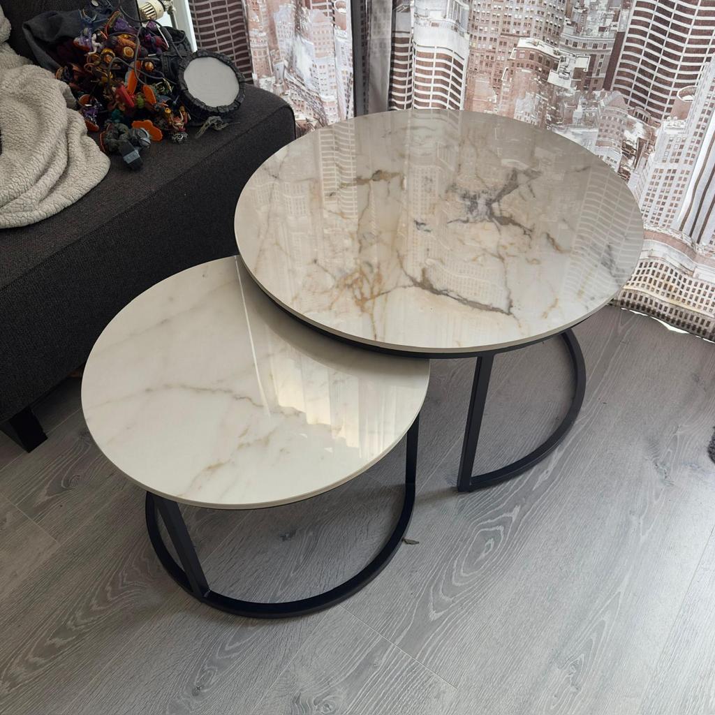 Calacatta supreme tafelset - Wagemaker Marmer & Graniet, Ophalen, Rond, 50 tot 100 cm, Zo goed als nieuw