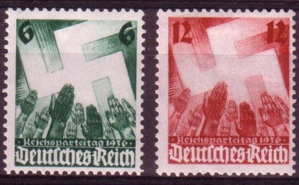 Duitse Zegels uit 1936 "Reichsparteitag" (DR 632-633), Verzamelen, Ophalen of Verzenden, Overige soorten, Duitsland