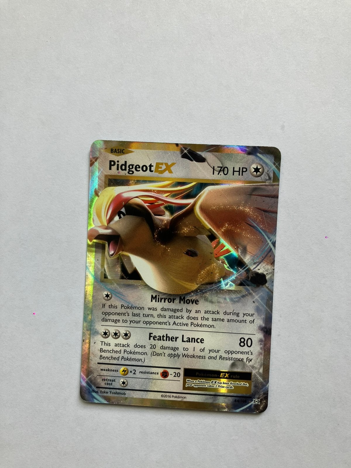 Pidgeot EX Pokémon kaart, Ophalen of Verzenden, Gebruikt