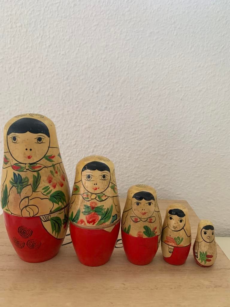 Matroesjka russisch gestempeld 5 stuks vintage, Ophalen of Verzenden, Zo goed als nieuw