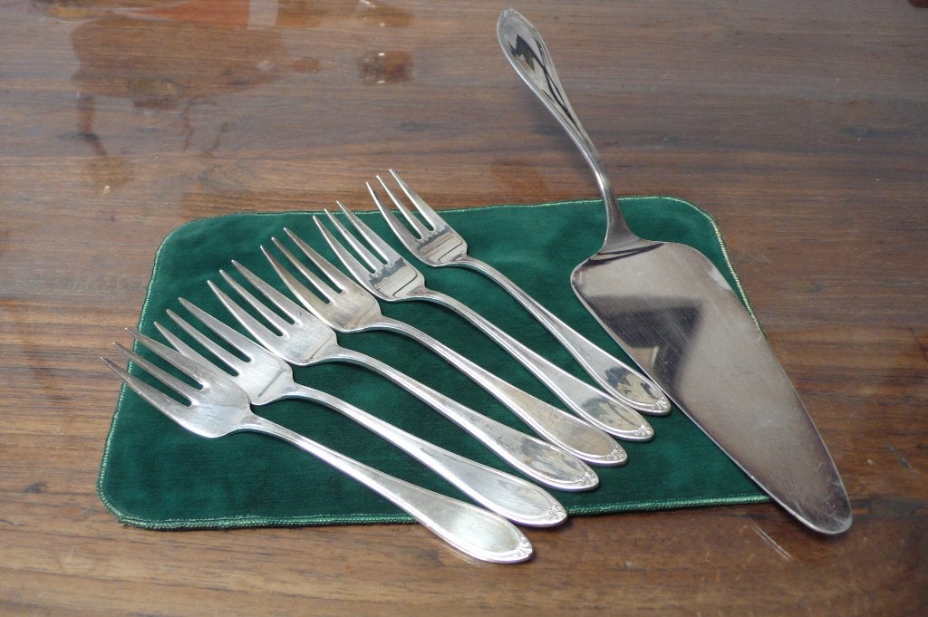 Christofle taartschep met 6 vorken, Antiek en Kunst, Ophalen of Verzenden
