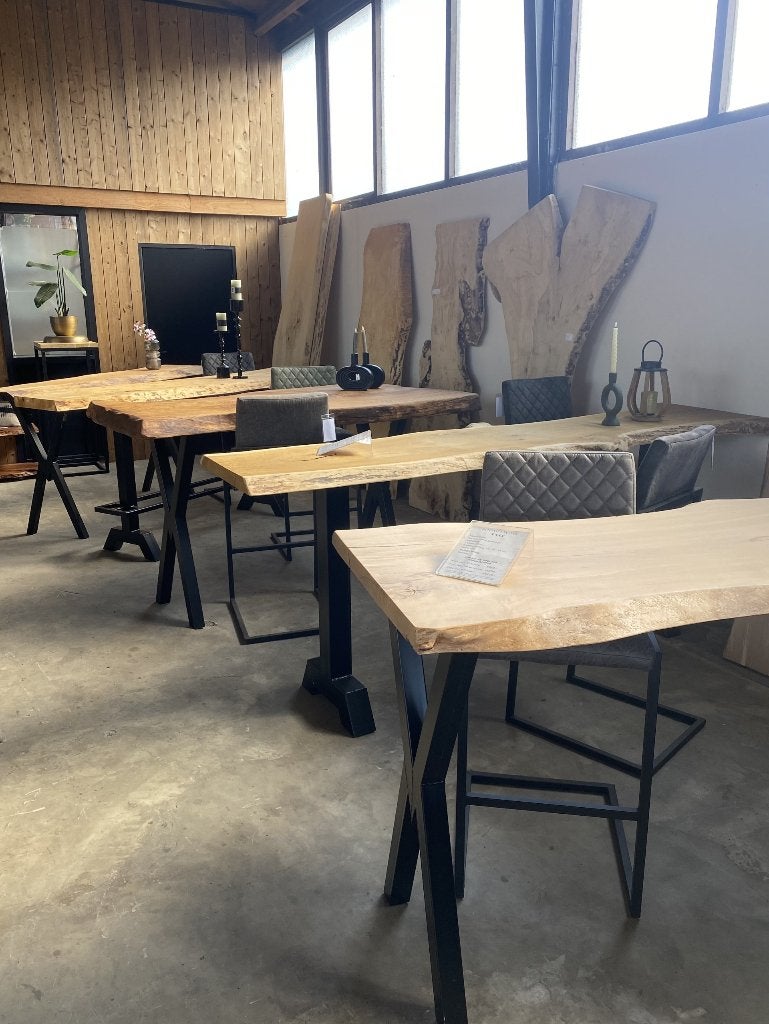 Bartafel | Bar | Boomstamtafel | Eettafel | Boomstamhout, Ophalen, 50 tot 100 cm, Vijf personen of meer, Rechthoekig