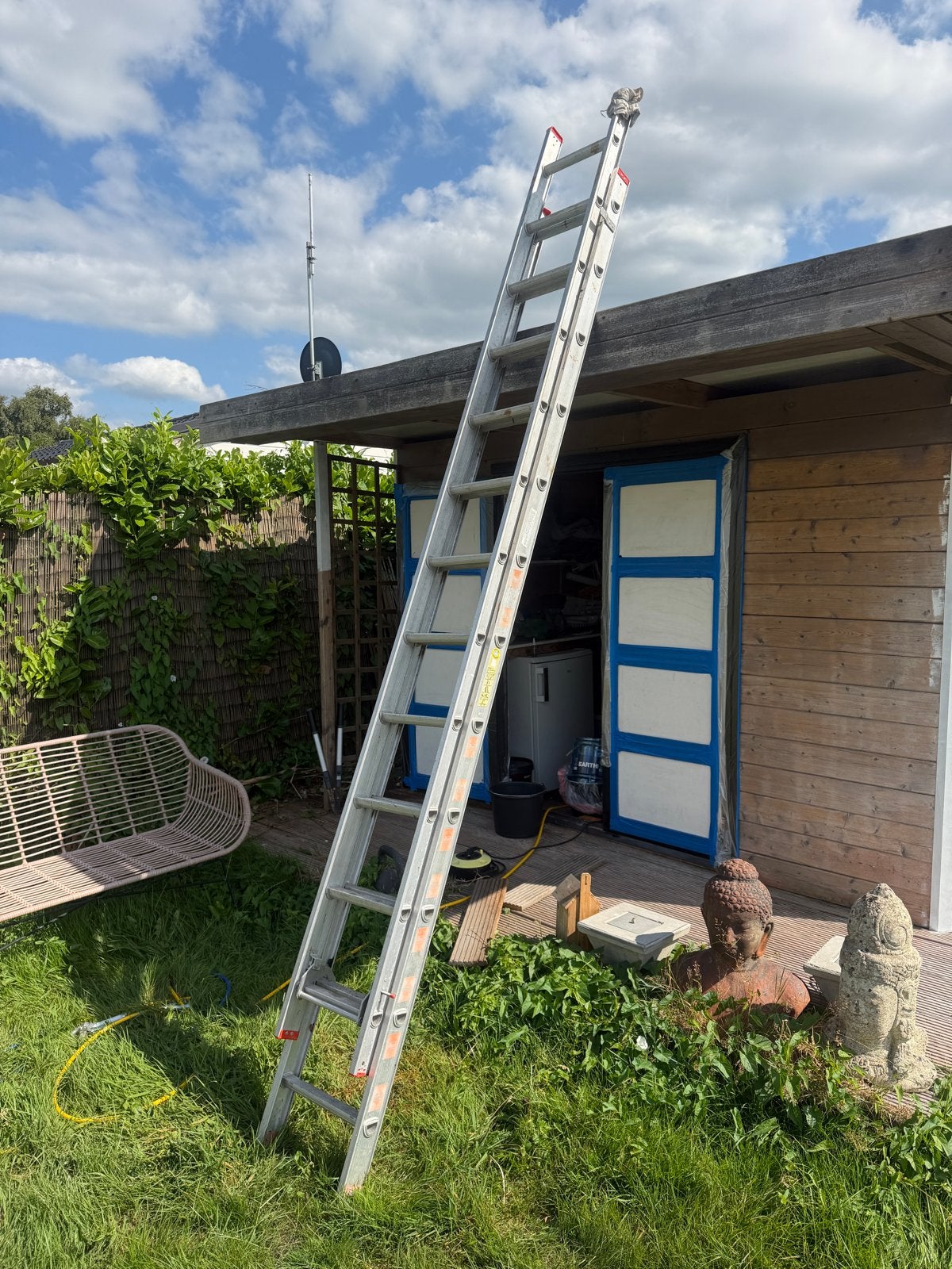 Uitschuifbare aluminium ladder - 2x 3.30m, Ophalen, Gebruikt, Ladder, Opvouwbaar of Inschuifbaar