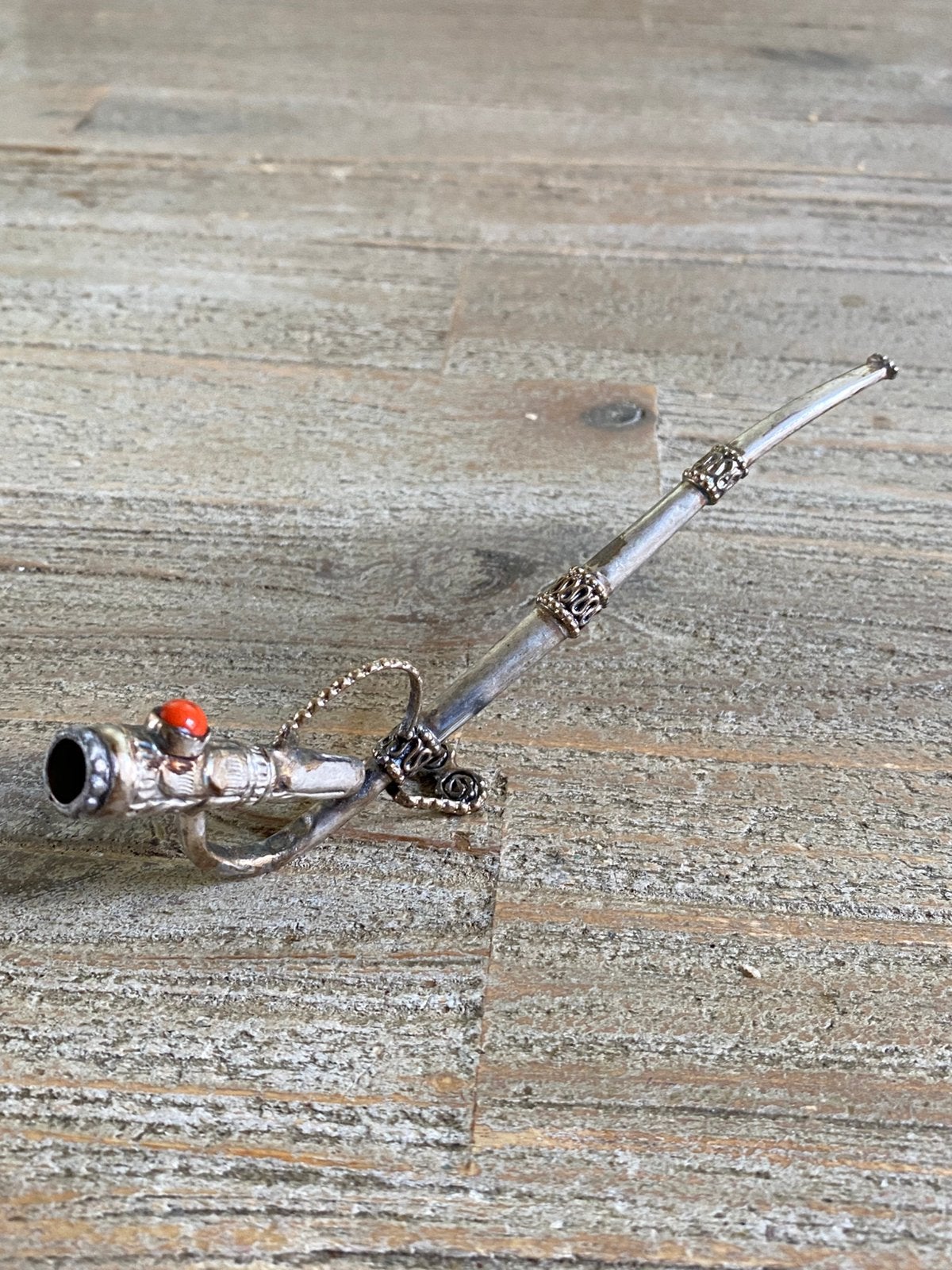 Een antieke opium pijp zilver, Ophalen of Verzenden, Zilver
