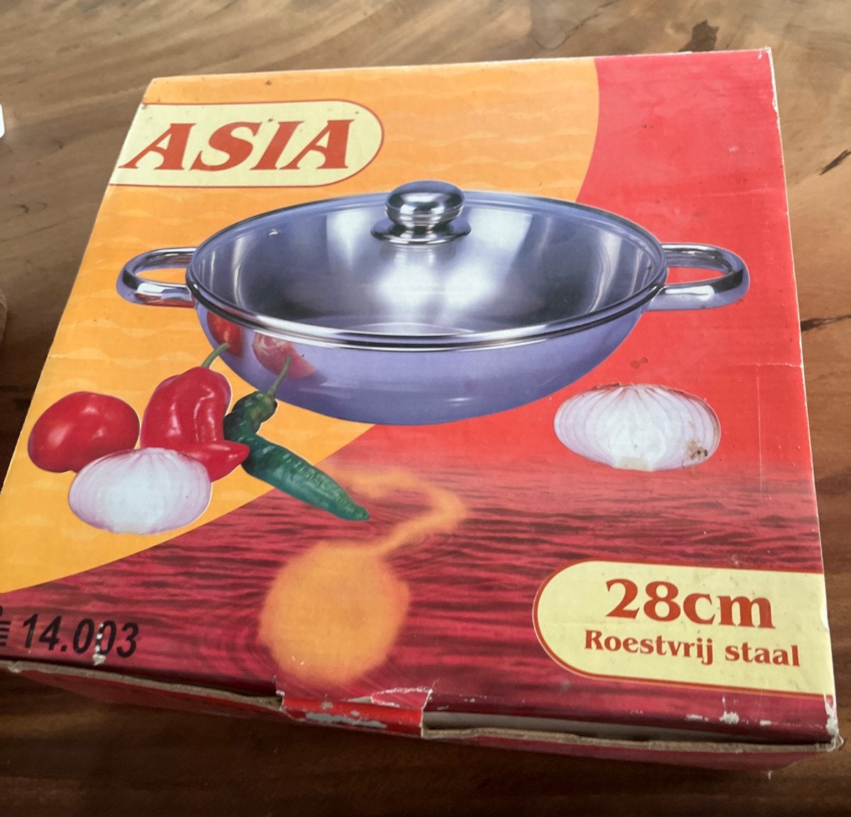 ASIA Wok 28 cm RVS met glazen deksel - alle kooktoestellen, Ophalen, Met deksel, Nieuw, Rvs